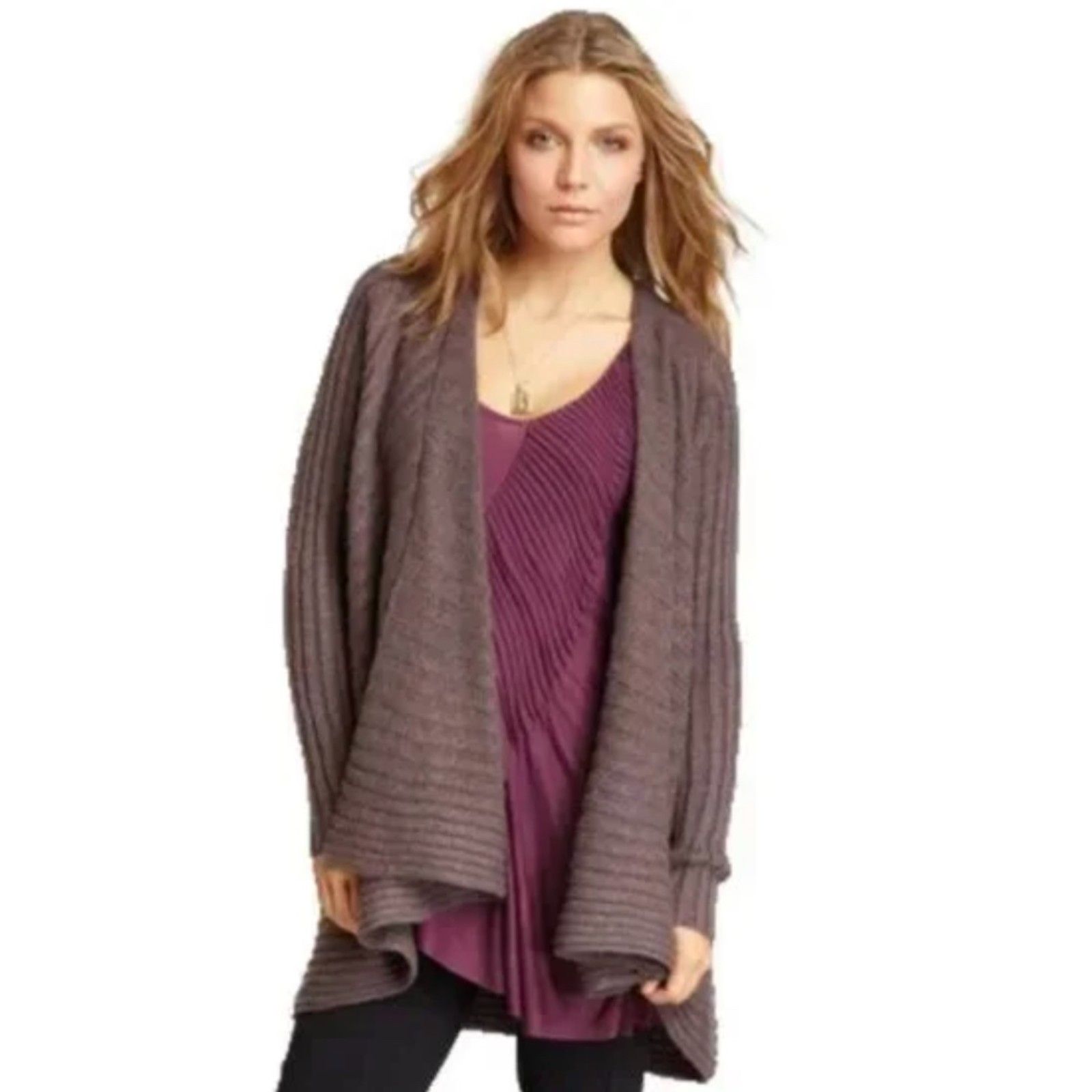 694 Free People Brown Cardigan Sweater